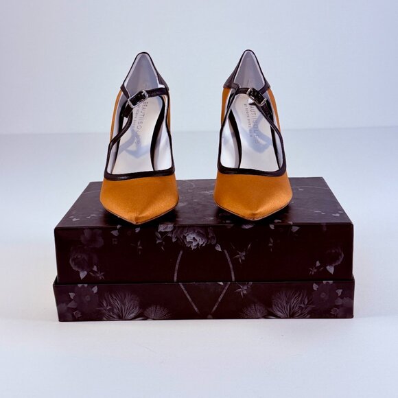 Beautiisoles by Robin Shreiber Satin and Leather Mary-Jane style Heels - Picture 2 of 11